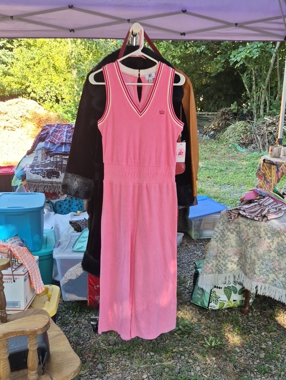 Juicy Couture Pink Sleeveless V-Neck Terry Romper